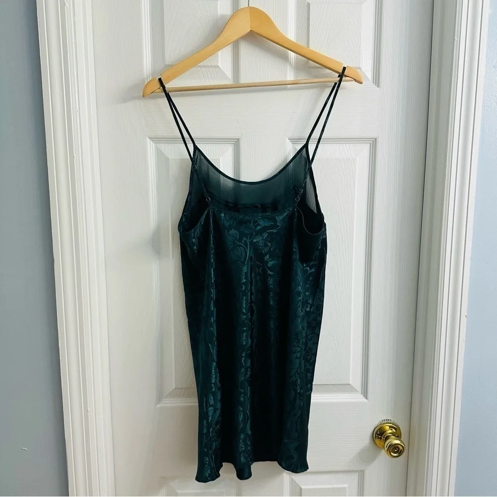 Vintage Slip Mini Babydoll Satin Mesh Green Floral Fairy Sexy 90s Medium - Picture 4 of 6